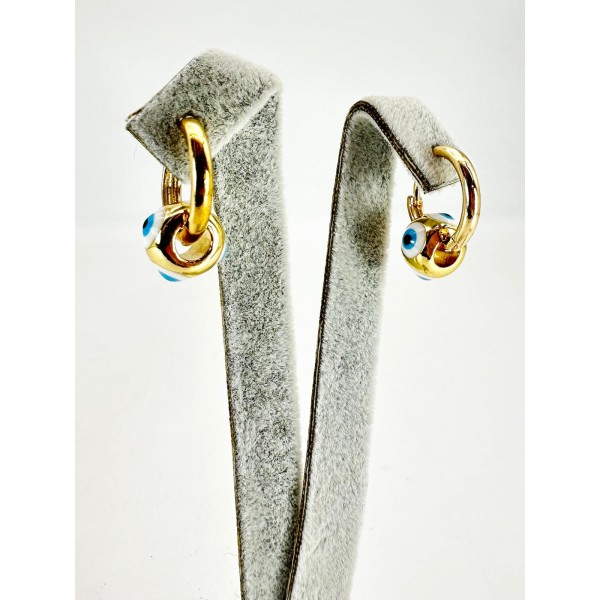 Gold Mavi Nazar Boncuklu Küpe Gold Mavi Nazar Boncuklu Küpe